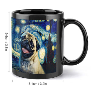 Starry Night Serenade Pug Coffee Mug-Mug-Accessories, Dog Dad Gifts, Dog Mom Gifts, Home Decor, Mugs, Pug-ONE SIZE-Black-4