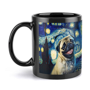 Starry Night Serenade Pug Coffee Mug-Mug-Accessories, Dog Dad Gifts, Dog Mom Gifts, Home Decor, Mugs, Pug-ONE SIZE-Black-5