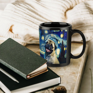 Starry Night Serenade Pug Coffee Mug-Mug-Accessories, Dog Dad Gifts, Dog Mom Gifts, Home Decor, Mugs, Pug-ONE SIZE-Black-6