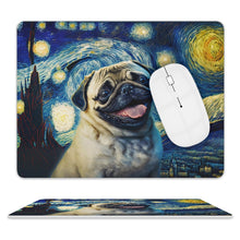 Load image into Gallery viewer, Starry Night Serenade Pug Leather Mouse Pad-Accessories-Dog Dad Gifts, Dog Mom Gifts, Home Decor, Mouse Pad, Pug-ONE SIZE-White-2