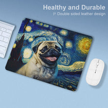 Load image into Gallery viewer, Starry Night Serenade Pug Leather Mouse Pad-Accessories-Dog Dad Gifts, Dog Mom Gifts, Home Decor, Mouse Pad, Pug-ONE SIZE-White-3