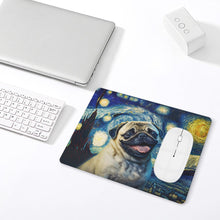 Load image into Gallery viewer, Starry Night Serenade Pug Leather Mouse Pad-Accessories-Dog Dad Gifts, Dog Mom Gifts, Home Decor, Mouse Pad, Pug-ONE SIZE-White-5