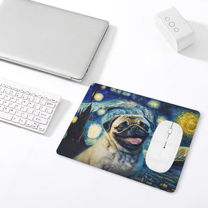 Starry Night Serenade Pug Leather Mouse Pad-Accessories-Dog Dad Gifts, Dog Mom Gifts, Home Decor, Mouse Pad, Pug-ONE SIZE-White-5