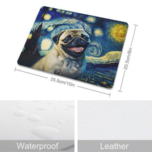 Load image into Gallery viewer, Starry Night Serenade Pug Leather Mouse Pad-Accessories-Dog Dad Gifts, Dog Mom Gifts, Home Decor, Mouse Pad, Pug-ONE SIZE-White-1