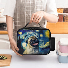 Load image into Gallery viewer, Starry Night Serenade Pug Lunch Bag-Accessories-Bags, Dog Dad Gifts, Dog Mom Gifts, Lunch Bags, Pug-Black-ONE SIZE-2