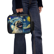 Load image into Gallery viewer, Starry Night Serenade Pug Lunch Bag-Accessories-Bags, Dog Dad Gifts, Dog Mom Gifts, Lunch Bags, Pug-Black-ONE SIZE-4