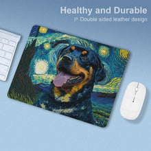 Load image into Gallery viewer, Starry Night Serenade Rottweiler Leather Mouse Pad-Accessories-Dog Dad Gifts, Dog Mom Gifts, Home Decor, Mouse Pad, Rottweiler-ONE SIZE-White-3