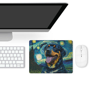Starry Night Serenade Rottweiler Leather Mouse Pad-Accessories-Dog Dad Gifts, Dog Mom Gifts, Home Decor, Mouse Pad, Rottweiler-ONE SIZE-White-4