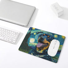 Load image into Gallery viewer, Starry Night Serenade Rottweiler Leather Mouse Pad-Accessories-Dog Dad Gifts, Dog Mom Gifts, Home Decor, Mouse Pad, Rottweiler-ONE SIZE-White-5