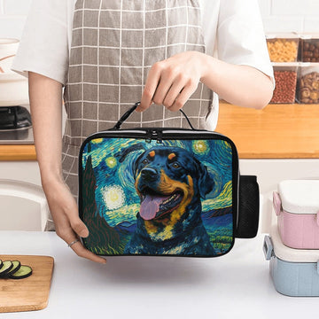 Starry Night Serenade Rottweiler Lunch Bag-Accessories-Bags, Dog Dad Gifts, Dog Mom Gifts, Lunch Bags, Rottweiler-Black-ONE SIZE-2