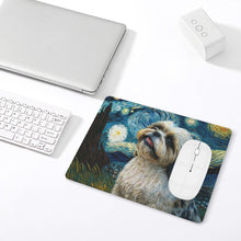 Load image into Gallery viewer, Starry Night Serenade Shih Tzu Leather Mouse Pad-Accessories-Bags, Dog Dad Gifts, Dog Mom Gifts, Home Decor, Mouse Pad, Shih Tzu-ONE SIZE-White-3
