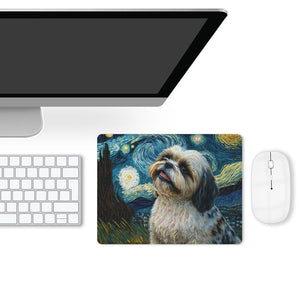 Starry Night Serenade Shih Tzu Leather Mouse Pad-Accessories-Bags, Dog Dad Gifts, Dog Mom Gifts, Home Decor, Mouse Pad, Shih Tzu-ONE SIZE-White-4