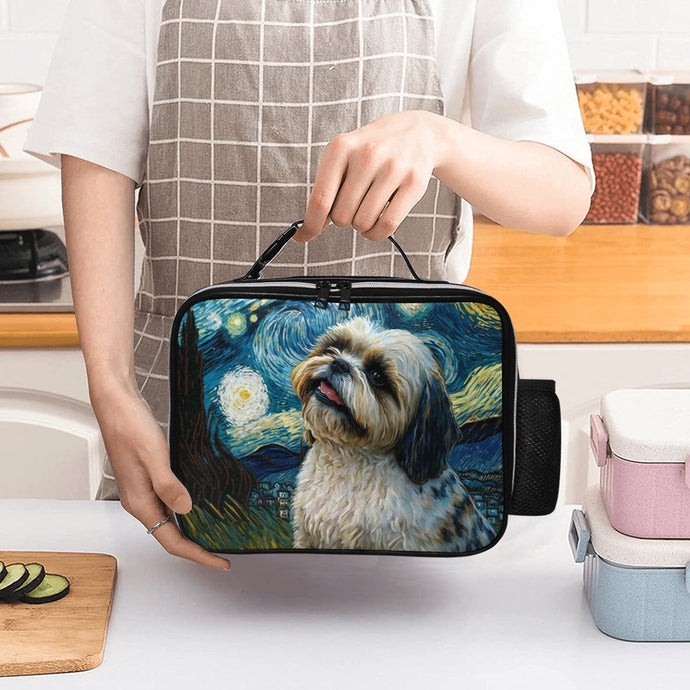 Starry Night Serenade Shih Tzu Lunch Bag-Accessories-Bags, Dog Dad Gifts, Dog Mom Gifts, Lunch Bags, Shih Tzu-Black-ONE SIZE-2