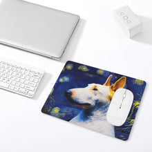 Load image into Gallery viewer, Starry Night Serenade White Bull Terrier Leather Mouse Pad-Accessories-Bull Terrier, Dog Dad Gifts, Dog Mom Gifts, Home Decor, Mouse Pad-ONE SIZE-White-2