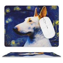 Load image into Gallery viewer, Starry Night Serenade White Bull Terrier Leather Mouse Pad-Accessories-Bull Terrier, Dog Dad Gifts, Dog Mom Gifts, Home Decor, Mouse Pad-ONE SIZE-White-3