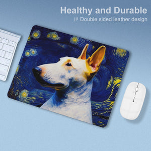 Starry Night Serenade White Bull Terrier Leather Mouse Pad-Accessories-Bull Terrier, Dog Dad Gifts, Dog Mom Gifts, Home Decor, Mouse Pad-ONE SIZE-White-4