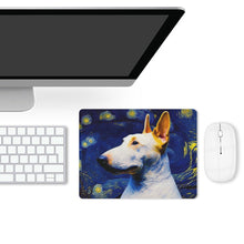Load image into Gallery viewer, Starry Night Serenade White Bull Terrier Leather Mouse Pad-Accessories-Bull Terrier, Dog Dad Gifts, Dog Mom Gifts, Home Decor, Mouse Pad-ONE SIZE-White-5