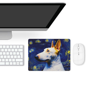 Starry Night Serenade White Bull Terrier Leather Mouse Pad-Accessories-Bull Terrier, Dog Dad Gifts, Dog Mom Gifts, Home Decor, Mouse Pad-ONE SIZE-White-5