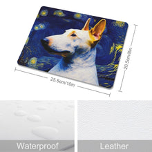 Load image into Gallery viewer, Starry Night Serenade White Bull Terrier Leather Mouse Pad-Accessories-Bull Terrier, Dog Dad Gifts, Dog Mom Gifts, Home Decor, Mouse Pad-ONE SIZE-White-1
