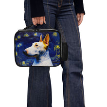 Load image into Gallery viewer, Starry Night Serenade White Bull Terrier Lunch Bag-Accessories-Bags, Bull Terrier, Dog Dad Gifts, Dog Mom Gifts, Lunch Bags-Black-ONE SIZE-2