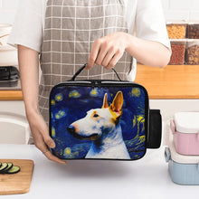 Load image into Gallery viewer, Starry Night Serenade White Bull Terrier Lunch Bag-Accessories-Bags, Bull Terrier, Dog Dad Gifts, Dog Mom Gifts, Lunch Bags-Black-ONE SIZE-4