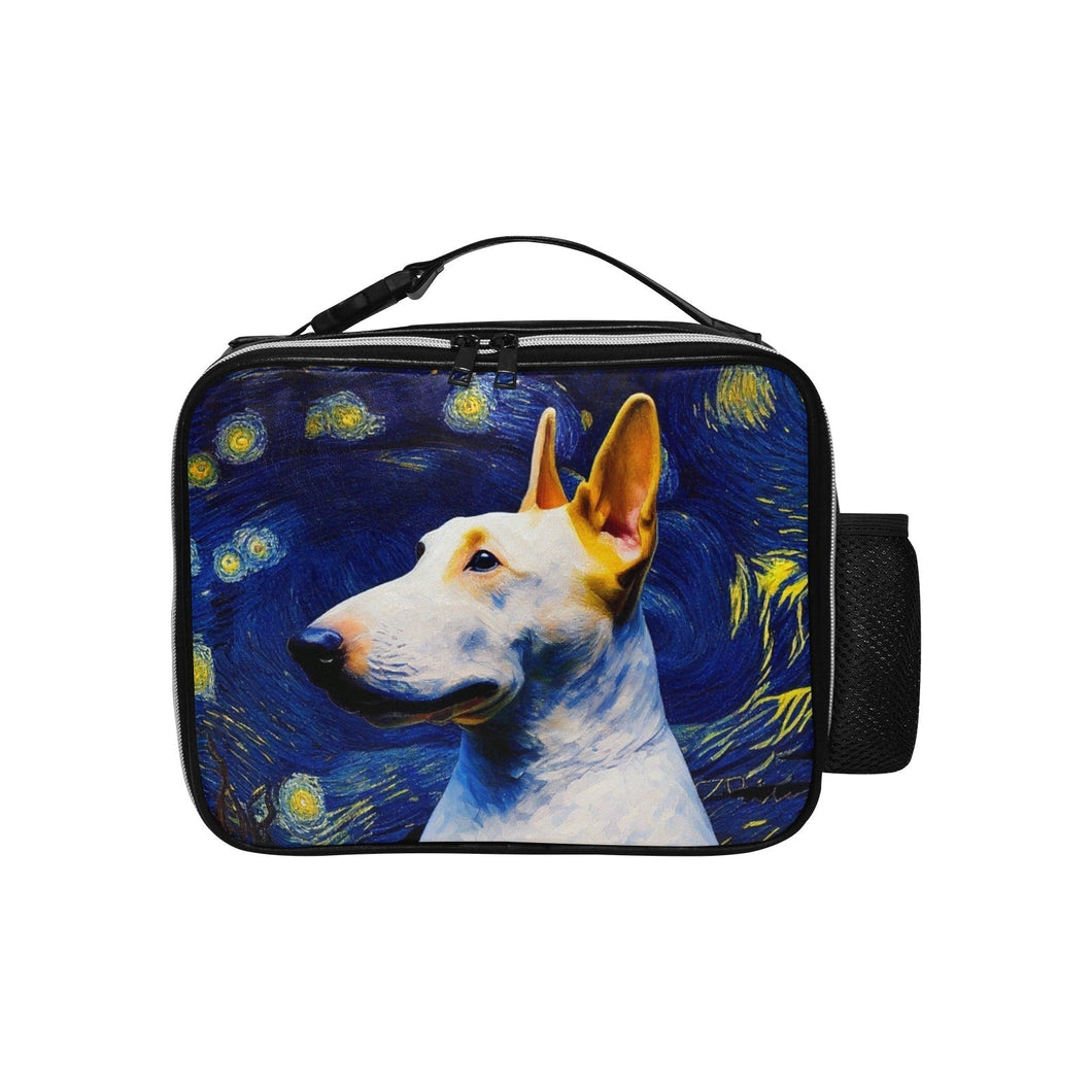 Starry Night Serenade White Bull Terrier Lunch Bag-Accessories-Bags, Bull Terrier, Dog Dad Gifts, Dog Mom Gifts, Lunch Bags-Black-ONE SIZE-1