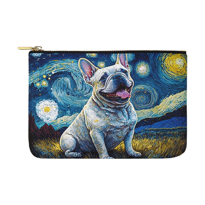 Starry Night Serenade White Frenchie Carry-All Pouch-Accessories-Accessories, Bags, Dog Dad Gifts, Dog Mom Gifts, French Bulldog-White-ONESIZE-1