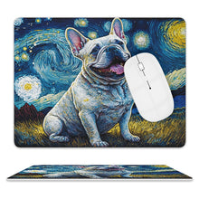 Load image into Gallery viewer, Starry Night Serenade White Frenchie Leather Mouse Pad-Accessories-Dog Dad Gifts, Dog Mom Gifts, French Bulldog, Home Decor, Mouse Pad-ONE SIZE-White-2