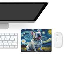 Load image into Gallery viewer, Starry Night Serenade White Frenchie Leather Mouse Pad-Accessories-Dog Dad Gifts, Dog Mom Gifts, French Bulldog, Home Decor, Mouse Pad-ONE SIZE-White-3