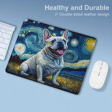 Load image into Gallery viewer, Starry Night Serenade White Frenchie Leather Mouse Pad-Accessories-Dog Dad Gifts, Dog Mom Gifts, French Bulldog, Home Decor, Mouse Pad-ONE SIZE-White-4