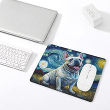 Load image into Gallery viewer, Starry Night Serenade White Frenchie Leather Mouse Pad-Accessories-Dog Dad Gifts, Dog Mom Gifts, French Bulldog, Home Decor, Mouse Pad-ONE SIZE-White-5