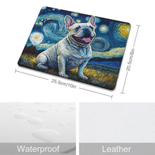 Load image into Gallery viewer, Starry Night Serenade White Frenchie Leather Mouse Pad-Accessories-Dog Dad Gifts, Dog Mom Gifts, French Bulldog, Home Decor, Mouse Pad-ONE SIZE-White-1