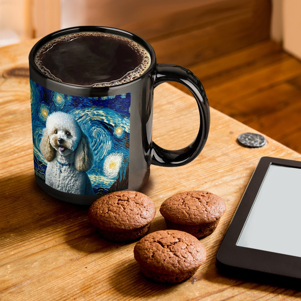 Starry Night Toy Poodle Coffee Mug-Mug-Home Decor, Mugs, Toy Poodle-ONE SIZE-Black-1