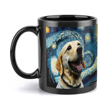 Load image into Gallery viewer, Starry Night Yellow Labrador Coffee Mug-Mug-Home Decor, Labrador, Mugs-ONE SIZE-Black-5