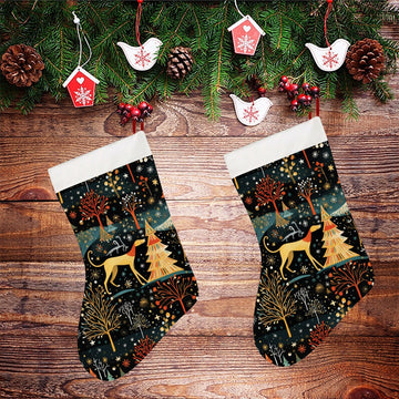 Starry Winter Walk Greyhound Whippet Christmas Stocking 26x42cm White1 2 360x