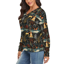 Load image into Gallery viewer, Starry Winter Walk Greyhound Women's V-Neck Christmas Sweater-Apparel-Apparel,Christmas,Dog Mom Gifts,Greyhound,Sweater,Sweatshirt-4