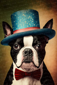 Stars and Stripes Boston Terrier Wall Art Poster-Art-Boston Terrier, Dog Art, Home Decor, Poster-1
