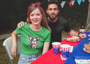 Stars, Stripes and Boston Terriers Women's 4th of July Cotton T-Shirts - 5 Colors-Apparel-Apparel, Boston Terrier, Shirt, T Shirt-5
