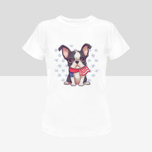 Load image into Gallery viewer, Stars, Stripes and Boston Terriers Women&#39;s 4th of July Cotton T-Shirts - 5 Colors-Apparel-Apparel, Boston Terrier, Shirt, T Shirt-8