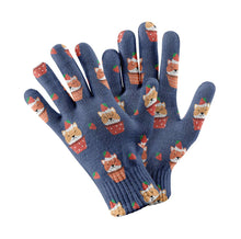 Load image into Gallery viewer, Strawberry Tart Shiba Inus Touch Screen Gloves-Accessories-Accessories, Dog Dad Gifts, Dog Mom Gifts, Gloves, Shiba Inu-Navy-2