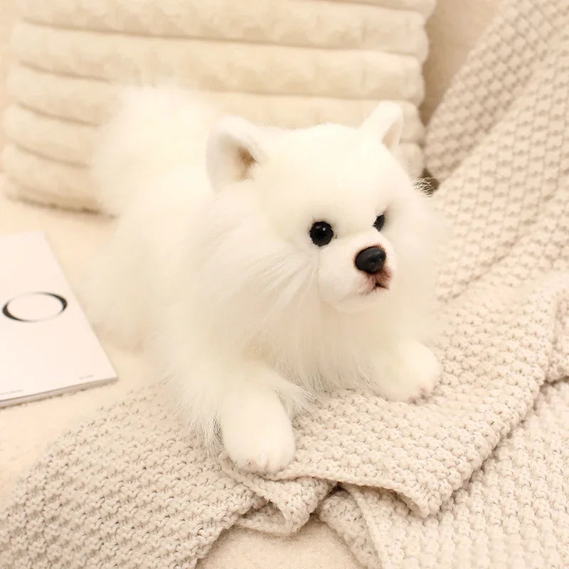 Stretching Realistic White Pomeranian Stuffed Animal Plush Toys-Pomeranian-40cm-1