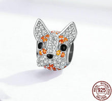Load image into Gallery viewer, Image of an orange color stone studded boston terrier charm