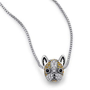 Image of a stone studded sterling silver boston terrier charm