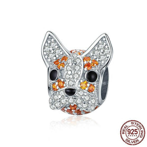 Image of an orange color stone studded boston terrier charm