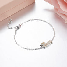 Load image into Gallery viewer, Image of a beautiful silver stone-studded Dachshund bracelet