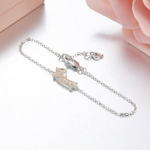 Image of a beautiful silver stone studded Dachshund bracelet jewelry