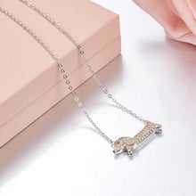 Load image into Gallery viewer, Image of a sterling silver dachshund necklace
