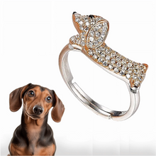 Load image into Gallery viewer, Picture of a Dachshund ring with a Dachshund on the side of the frame