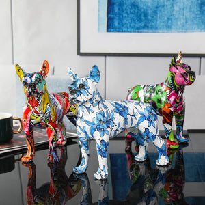 Stunning Boston Terrier Design Multicolor Resin Statues-14