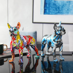 Stunning Boston Terrier Design Multicolor Resin Statues-15